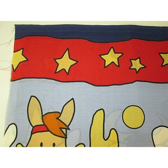 Cotton Cowboy Animals Boy Girl Room Fabric 94"X47" Fun Anthropomorphic Western - Picture 4 of 8